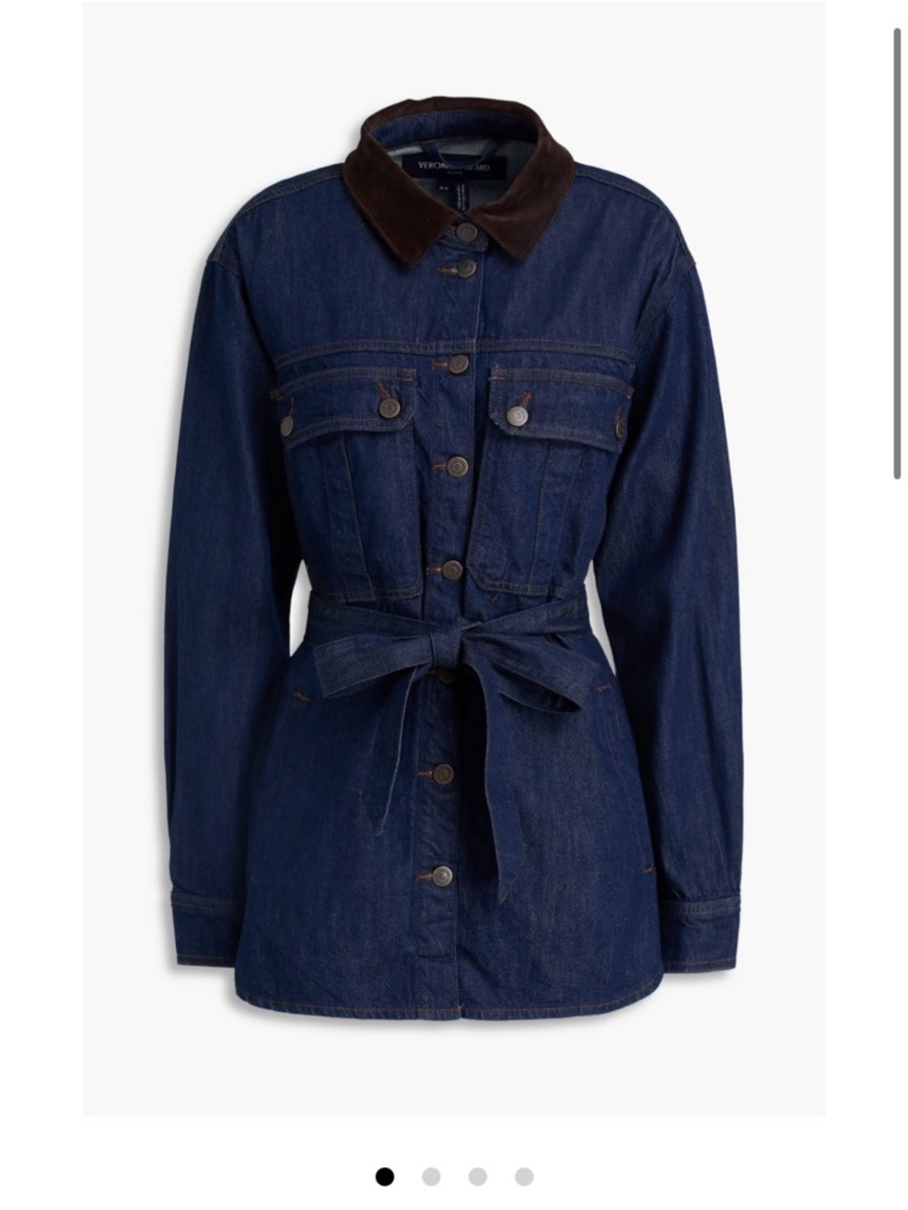 Veronica Beard Mikaela Denim Shacket Corduroy Collar Sz Med